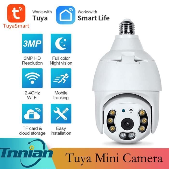 Carte SD 3MP 64G Caméra de vidéosurveillance PTZ IP WIFI E27, 3mp, ampoule de sécurité, Vision nocturne, fonc