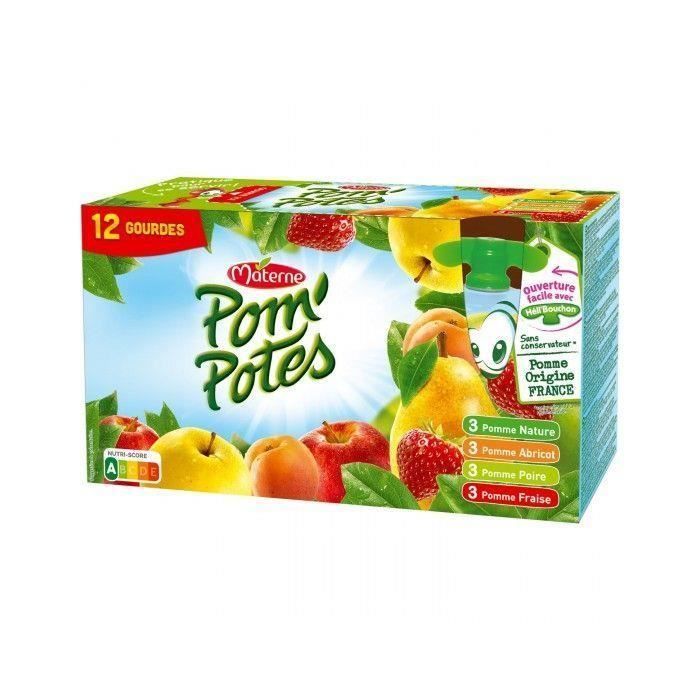 MATERNE Pom'Potes Multivariétés - 12 gourdes de 90 g