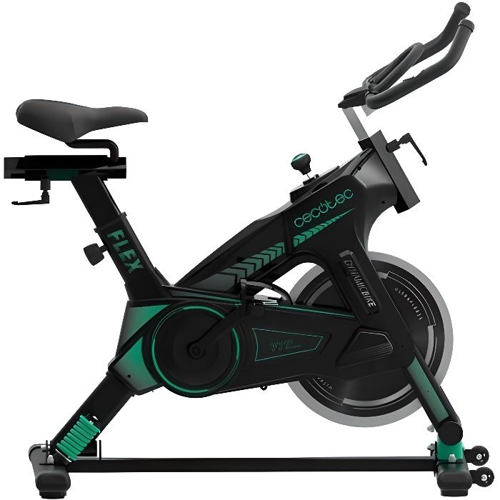 Cecotec Vélo spinning Professionel Ultraflex 25, Système d'amortissement, Guidon de Triathlon, Cardiofréquencemètre