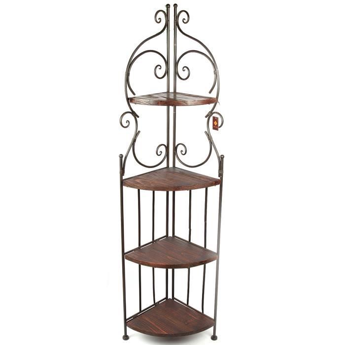 DanDiBo Etagère Etagère d'angle brun HX12579 Fer forgé Métal 160cm avec 4 Tablettes Etagère à livres