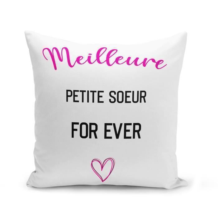 Housse de Coussin 40x40 cm Meilleur Petite Soeur For Ever Coeur Famille