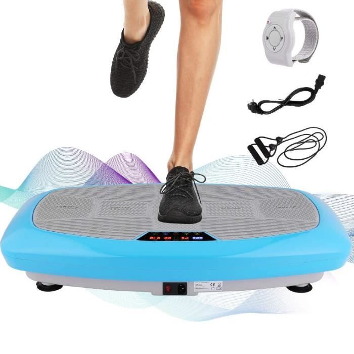 Plateforme Vibrante Fitness 3D Plaque vibrante -30 Niveaux Vitesses avec Télécommande +2 Bandes Elastiques d’Entraînement+écran-Bleu