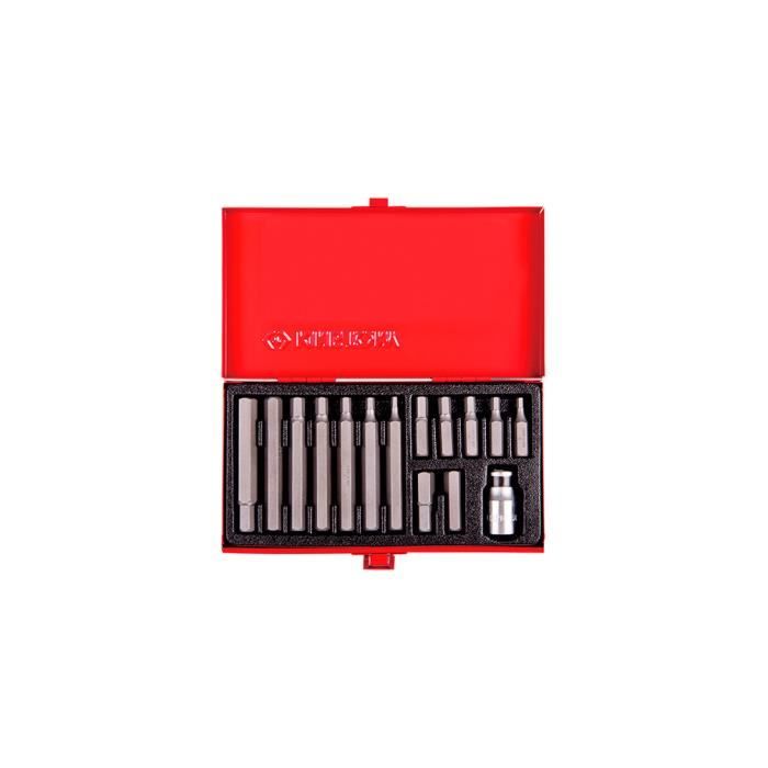 Coffret d'embouts de vissage 6 pans 10 mm - 15 pièces