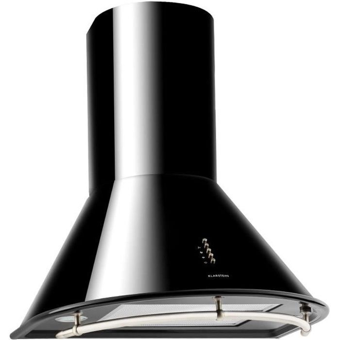 Klarstein Lumio Neo Hotte de cuisine aspirante sytle rétro en inox 60 cm 610 m³-h classe A - noir