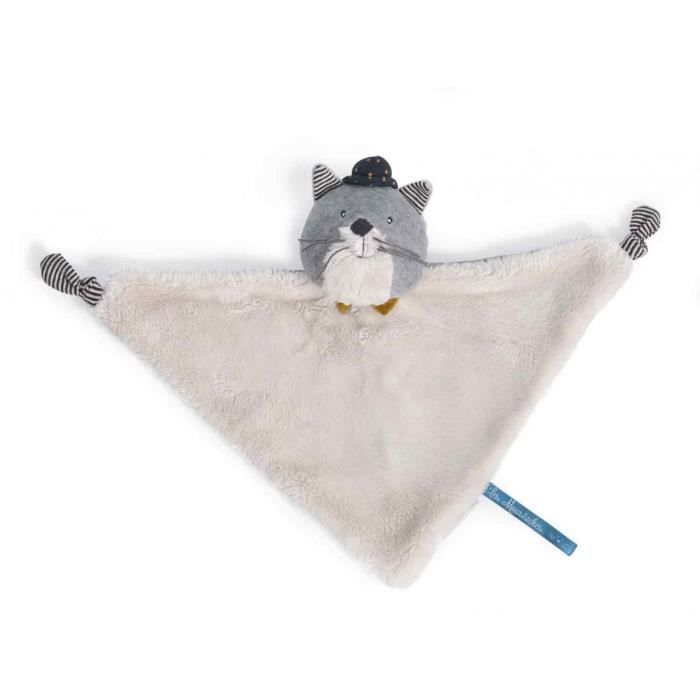 Doudou chat gris clair Fernand Les Moustaches