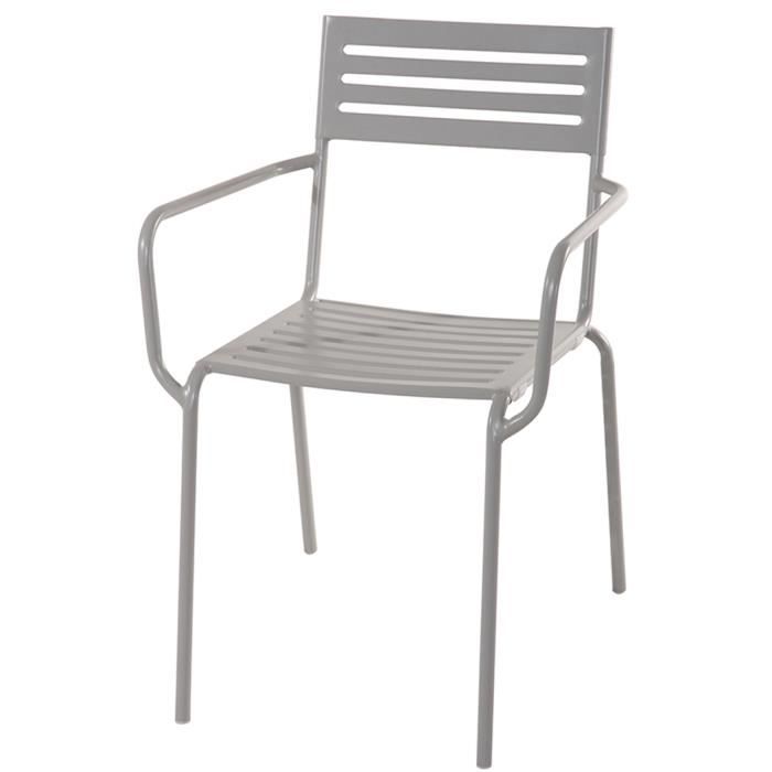 Chaise jardin en fer forgé coloris gris cendré - Dim : H 80 x L 54 x P 60 cm