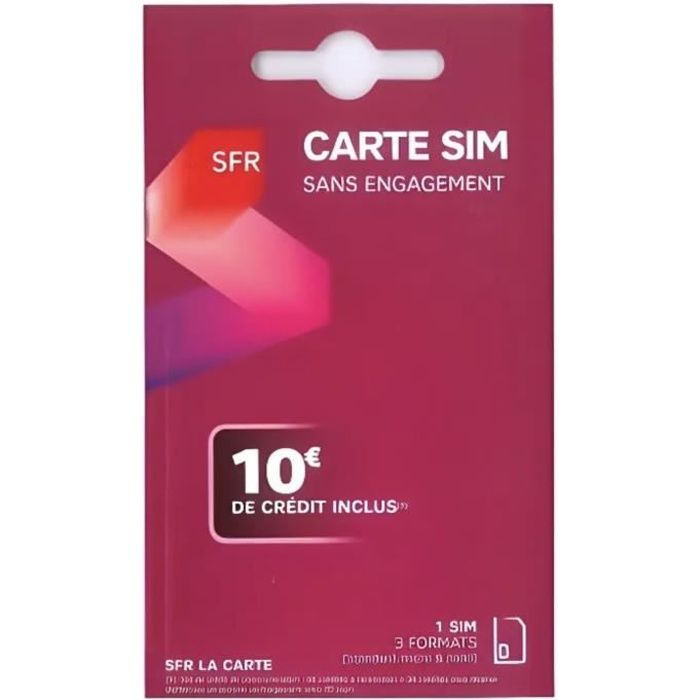 Lot de 5 cartes Sim SFR Sans Engagement 10€ de crédit inclus