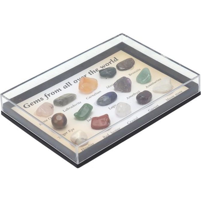 Tbest kit de pierres précieuses 15 sortes de pierres précieuses en cristal ornement décoration colorée de méditation Feng Shui