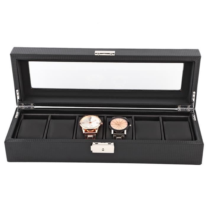 6 fentes Boîte de montre Organisateur de collecteur de stockage d'affichage Présentoir de bijoux de voyage-MEY