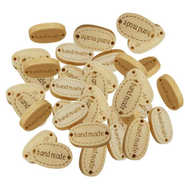 Pressions Boutons avec 2 Trous Handmade with Love en Bois pour Artisanat Couture Tricot DIY Créations Bouton en Bois 2 Trous