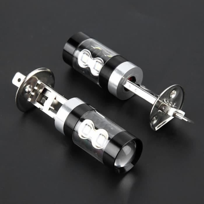 GW09178- Ampoule De Phare, 2pcs H1 8000K Blanc 50W LED Haute Ampoule De Phare Lumineux Kit Brouillard Lampe De Conduite De Voiture