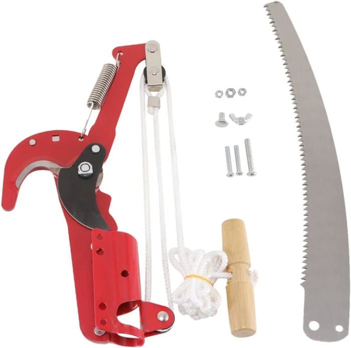 Kit D'outils De Jardin GRÜNTEK 4 Pièces - Sécateur, Scie Japonaise, étui Cuir Et Gants Bambou