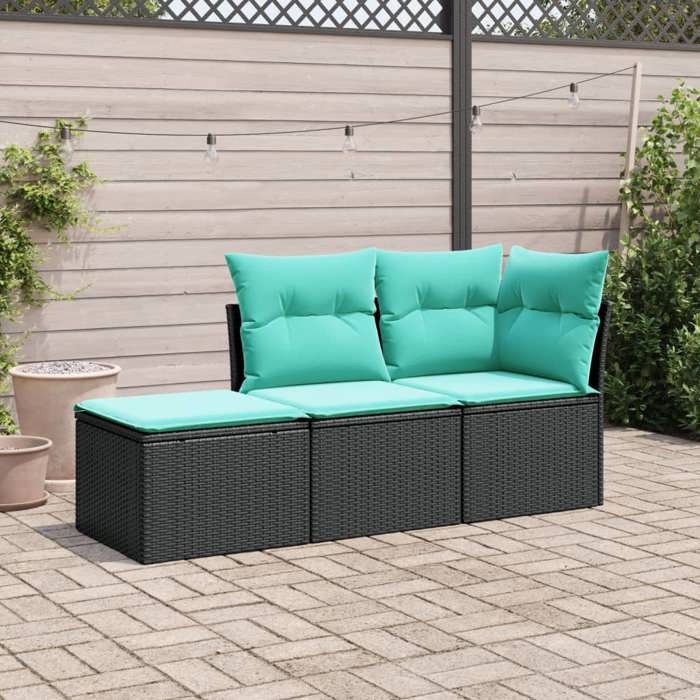 vidaXL Salon de Jardin avec Coussins 3 pcs Canapés avec Pieds Réglables Ensemble de Meubles dExtérieur Patio Terrasse 3249306 - vue 2