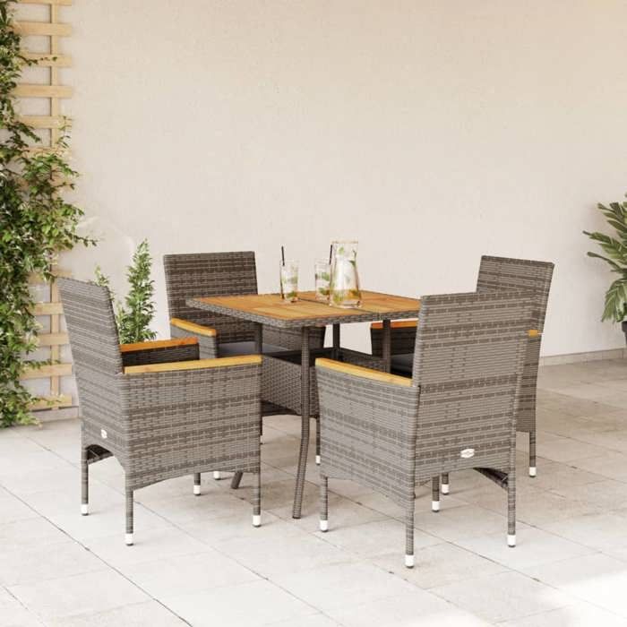 VIDAXL Ensemble à manger jardin 5 pcs rotin - vue 2
