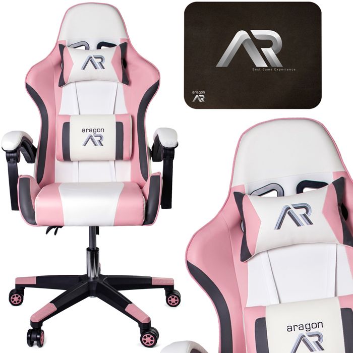 Chaise De Jeu Cyclone Ados Rose Blanc - Chaise Bureau Confortable Ergonomique Avec Rembourrage