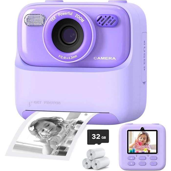 Camera Vidéo 1080p écran 2.4 Pouces Appareil Photo Enfants Impression Instantanée - Appareil Numérique Avec Trépied, Vidéo HD 1080p, Carte 16 Go, Cadeau Pour 3-12 Ans (PrizedHome) Polaroid Enfant Camera Vidéo 1080p écran 2.4 Pouces Appareil Photo Enfants Impression Instantanée - Appareil Numérique Avec Trépied, Vidéo HD 1080p, Carte 16 Go, Cadeau Pour 3-12 Ans (PrizedHome) Polaroid Enfant