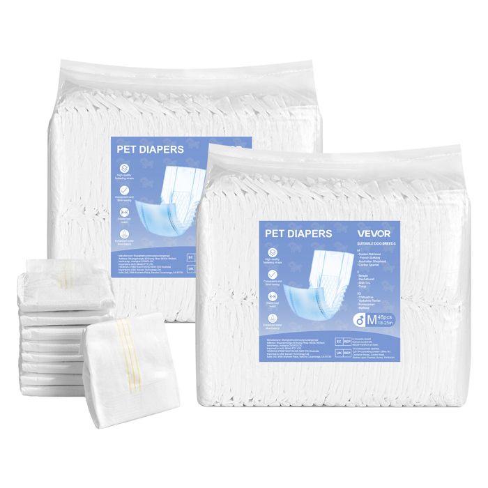 Meilleurs prix pour Couches Jetables pour Chiens Mâles-VEVOR-96 Pièces-Bandes Ventrales Anti-fuites Super Absorbantes Taille M