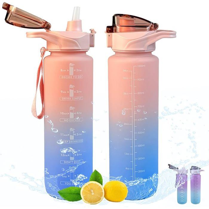 Gourde Sport, Gourde 1L Avec Marqueur De Temps, Gourdes Réutilisables