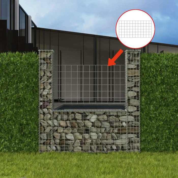 Panier de gabion en acier galvanisé - VIDAXL - Forme en U - 160x20x150 cm - Argenté - Acier galvanisé - Maille 10x5 cm