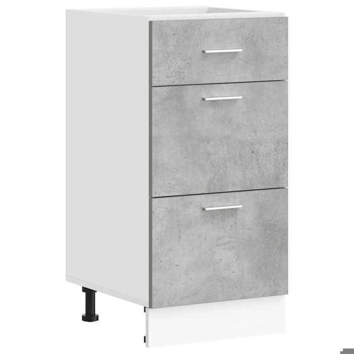 Meuble bas de cuisine - JILL - Lyon - Gris béton - 40x46x81 5 cm - Bois dingénierie - Charge max 50 kg