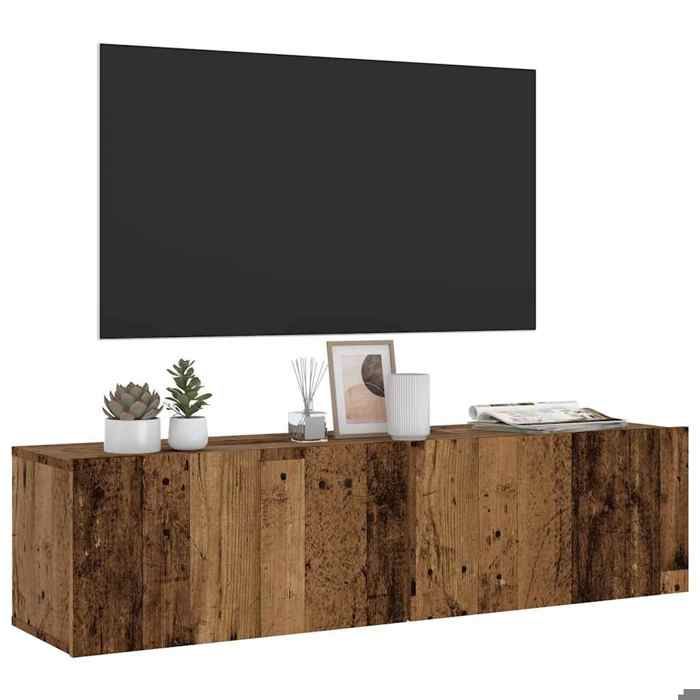 SALE 2026 Armoire TV moderne Brun - Meuble TV mural vieux bois 120x30x30cm - bois dingénierie PRO364928622