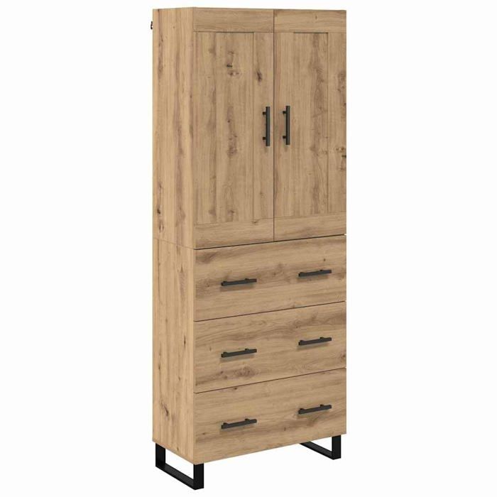 Buffet haut moderne - vidaXL - Chêne artisanal - 695 x 34 x 180 cm - Bois dingénierie - Avec tiroir - 2 portes