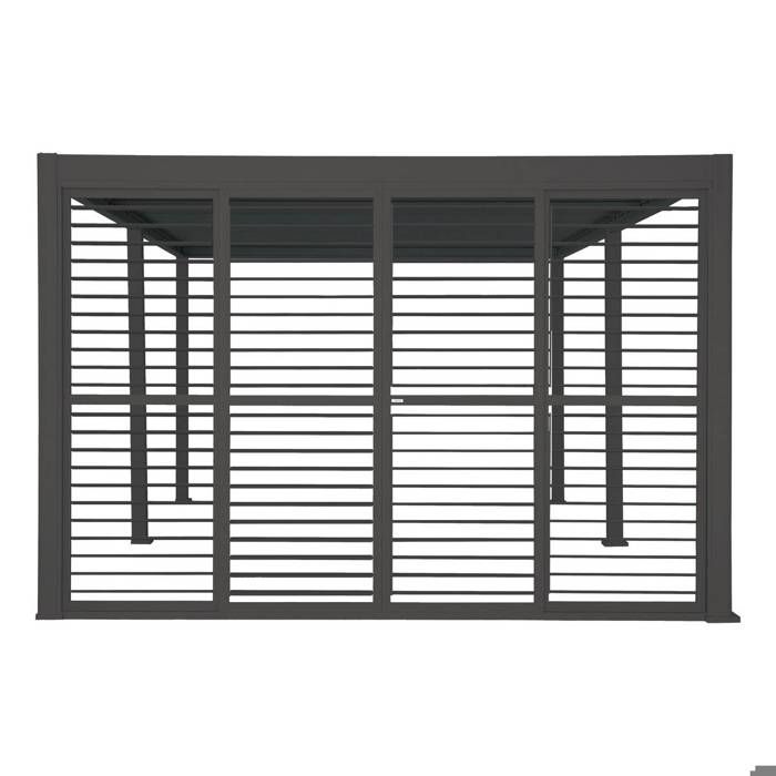 HESPERIDE Persiennes coulissantes pour pergola Evora c&ocirc;t&eacute; 4 m Graphite - Hesp&eacute;ride