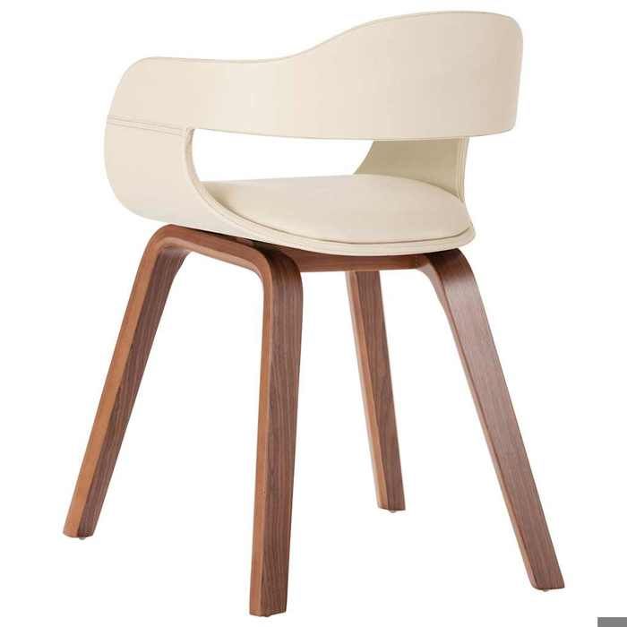 (Vente Chaude)Chaise de salle à manger Scandinave - CLOUD - Meuble de Cuisine - 110 kg par siège - Blanc Bois courbé et similicuir 1