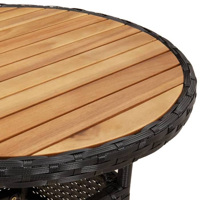 Remise 2026®Table dExtérieur 2 ou 4 personnes Noir - Table de jardin - Ø60x75cm Acacia et - résine tressée Noir - 429 6610975