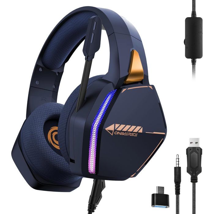 ONIVERSE - Nebula Abyss Blue - Haut-parleurs 50 mm - Compatible PS5/PS4/Switch/Xbox/PC - Micro réglable LED