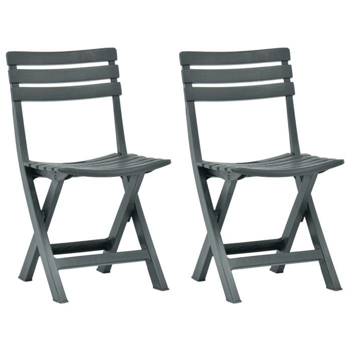 Vert Chaises de jardin pliables 2 pcs Plastique Vert - SIEGE de jardin H18002