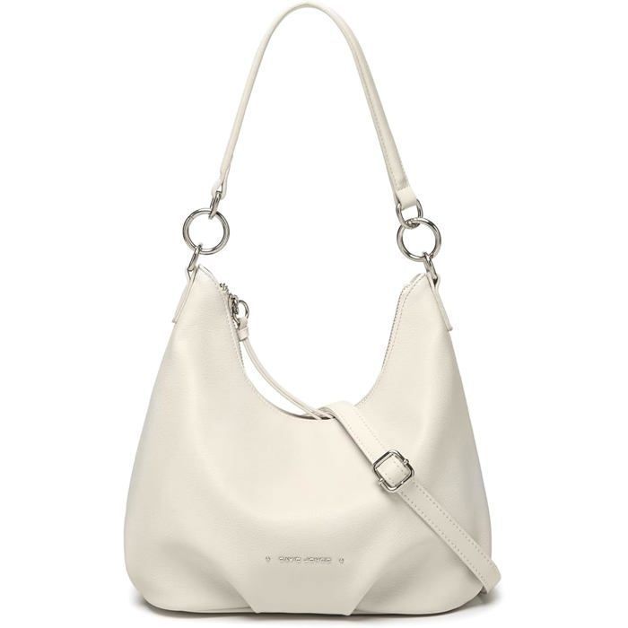 David Jones - Petit Sac Porté Epaule Femme - Sac à Main Bandoulière Hobo Cuir PU - Besace Ville Mode - Beige Clair David Jones - Petit Sac Porté Epaule Femme - Sac à Main Bandoulière Hobo Cuir PU - Besace Ville Mode - Beige Clair