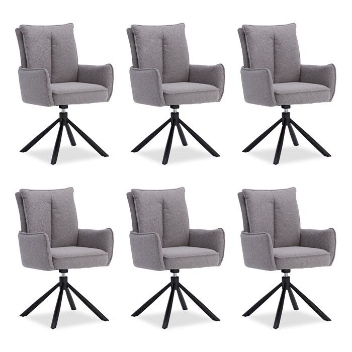 Chaise de Salle à Manger Lot de 6 Moderne Tissu Gris Design Chaises de Cuisine Chaises pas Cher Fauteuils Rembourrée Chaise de Salle à Manger Lot de 6 Moderne Tissu Gris Design Chaises de Cuisine Chaises pas Cher Fauteuils Rembourrée