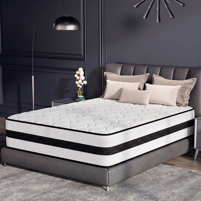 Matelas Mémoire de Forme 140x190 cm Épais 26cm Mi-Ferme Indépendant Couchage Soutien Optimal Haute Résilience Respirant