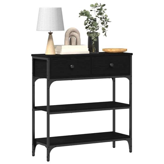 Console Meuble - Noir - Table d’Entrée - Chêne noir 72 5x25x75 cm Bois dingénierie T9600