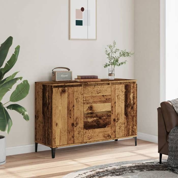 Buffet bahut - Buffet vieux bois 102x35x70 cm - Bois dingénierie - Enfilade de rangement 9417162134