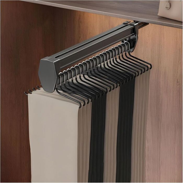 Tringle coulissante pour pantalons - DEKOPRO - Longueur ajustable 31-59 cm - Capacité 20-30 pantalons