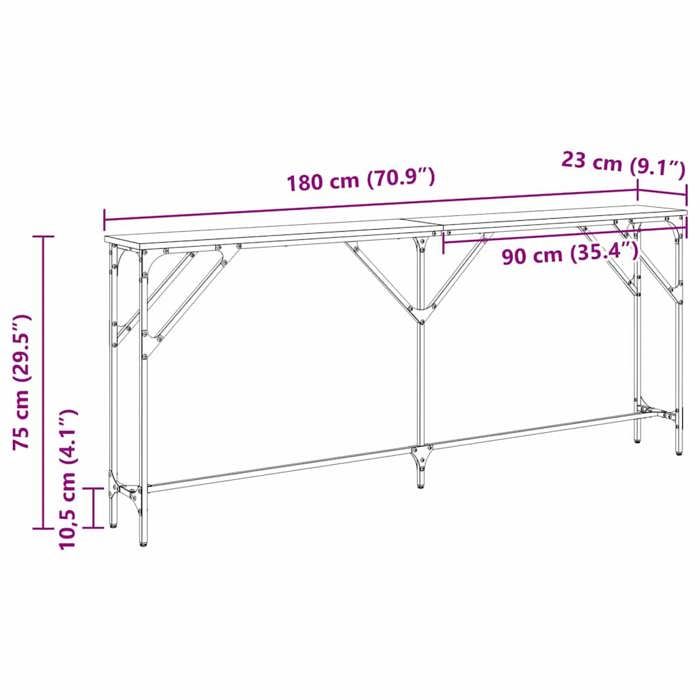 Console Meuble - Noir Table console Table dappoint support 20 kg - Chêne noir - 180x23x75 cm - 429864159