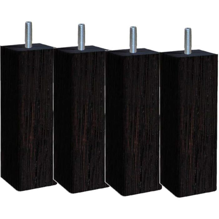 Douceur Scandinave Carré Lot de 4 Pieds de lit Bois Wengé Hauteur 17 cm Wengé