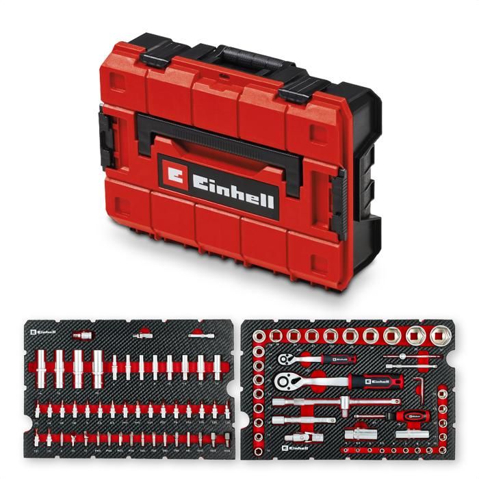 Einhell Set Mallette Outils Atelier E Case 92 pcs Équipement Douilles Auto Embouts Cliquets T Poignée Système E Case