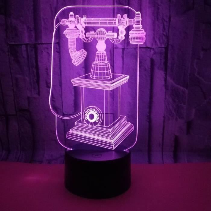 Restauration anciennes façons - Aueq - téléphone 3d led nuit lumière 7 couleurs visuel acrylique 3d illusion lampe usb led lampe d