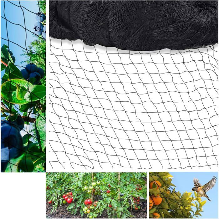Filet Anti Oiseaux Protection Poules Volière Poulailler Réutilisable (Mailles 5x5 cm Grands Trous) 15x15m - 15 × 15m - 15 × 15m
