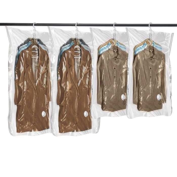 Housse Rangement Sous Vide Suspendus Lot de 4 Sac Sous Vide Vetement Aspirateur Rangements #3 3 135*70cm*2 11 HOUSSE DE RANGEMENT