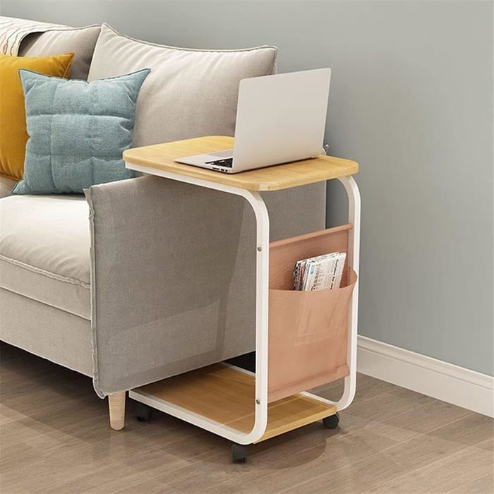 Au-Dessus du Lit Table a 2 Niveaux avec roulettes a 360° bureau de lit avec poche latéralePeut Également Servir de Table de Bar