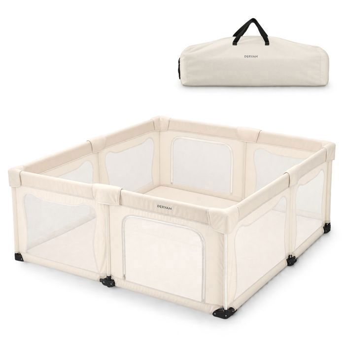 DERYAN Parc Bébé Pliable XL - Lit de Voyage pour Bébé - Cream