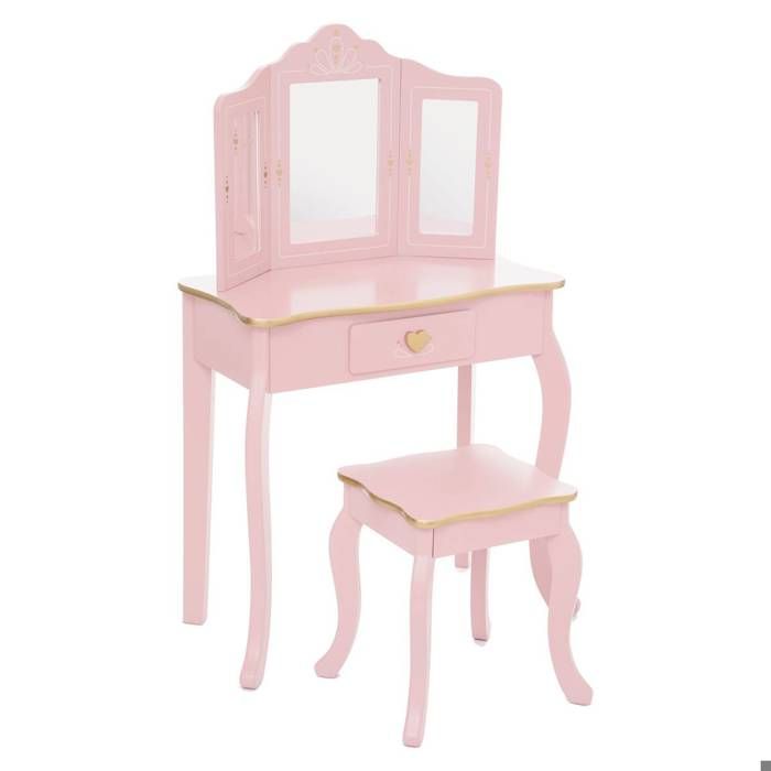 Coiffeuse et tabouret enfant Sissi rose L60cm - Atmosphera Créateur dintérieur