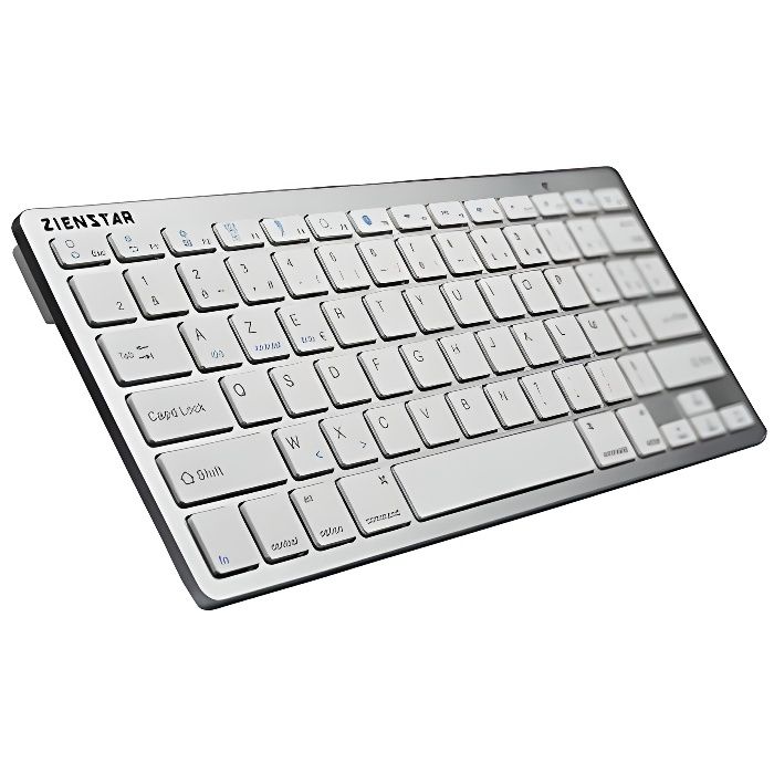 Zienstar Clavier Bluetooth sans Fil Ultra Mince tablettes Android iPad Iphone Windows Tablet -AZERTY Layout (Blanc argenté)