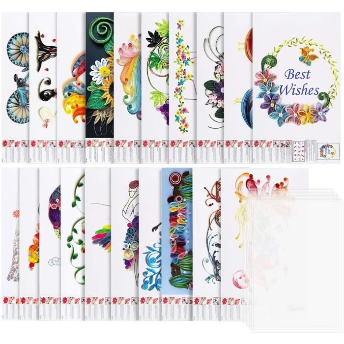 Papier Quilling Kit Complet20 Différents Motifs en Papier Quilling+10