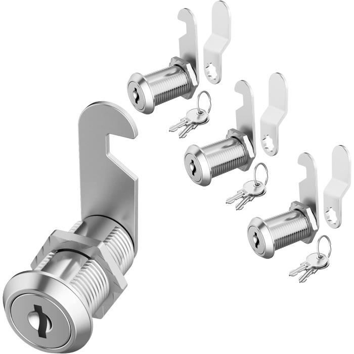 Jayseon Lot De 3 Verrous De Rangement Pour Camping-car, Serrures D'armoire De 2,8 Cm Avec Clés, Serrure à Came Pour Porte De Rangement, En Alliage De Zinc