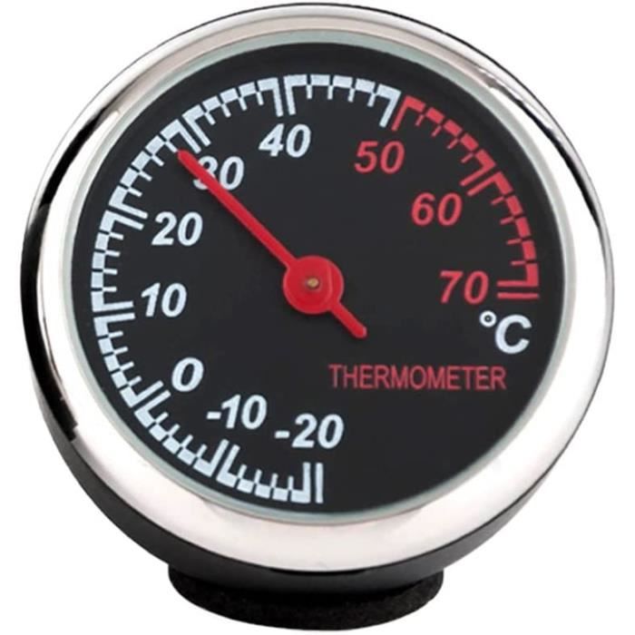 Thermomètre de petite voiture avec pointeur en acier pour intérieur de voiture (Noir)